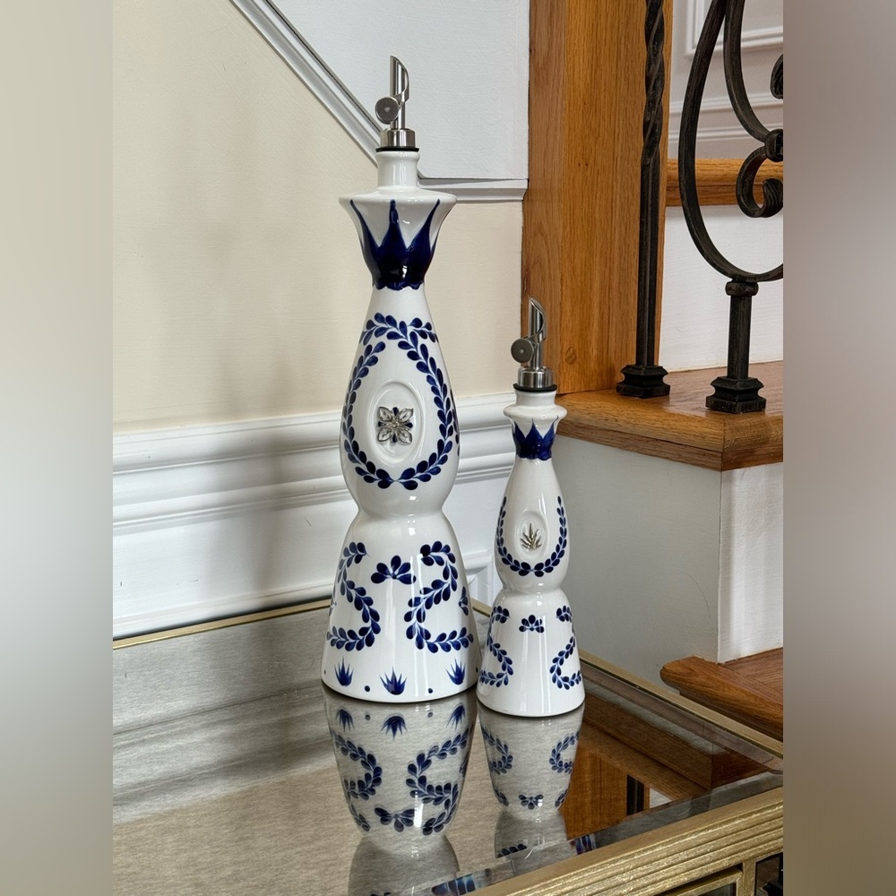 2-Handcrafted Clase Azul ceramic bottles to repurposed oil dispensers. 200&750ml
